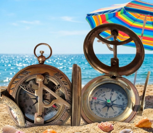 Nautical Brass Handmade Engraved Multi-functional <b>Compass</b> Leather Case Hiking Camping Gift Mom Dad Graduation Birthday Dial - Product Image 1
