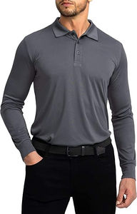 Mens Long Sleeve Polo Shirt Slim Fit Solid Color Soft Stretch Breathable Lightweight Casual Daily Wear <b>Classic</b> Collar Top - Product Image 3