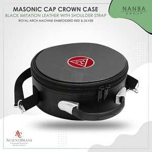Estuche para Gorra Masónica, Negro, Imitación Cuero, Bordado a Mano, Escuadra y Compás (G) - Product Image 3