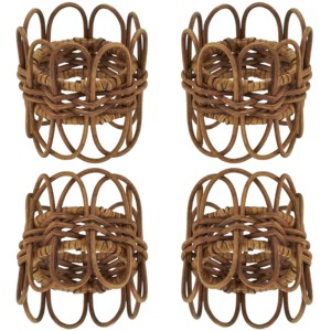 Servilletero de Ratán Marrón Tejido a Mano, Estilo Rústico Costero para Decoración de Mesa, Anillos para Servilletas de Mimbre Natural - Product Image 4