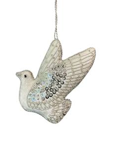 Adorno Colgante con Forma de Paloma Blanca y Detalles en Zari |   Adorno Decorativo Hecho a Mano con Cuentas y Bordado I Decoración de Paloma de la Paz - Product Image 3