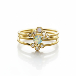 Women's 18K Gold Plated 925 Sterling Silver Opal Cluster Engagement <b>Ring</b> with Claw Setting Floral Design Luxury Gift for Party - Product Image 6