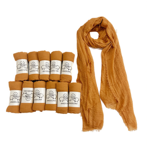 Angelina <b>Silk</b> <b>Scarf</b> 90x180Cm Deep Khaki Monochrome Vacuum Wrinkle Ring Velvet Fular - Product Image 1