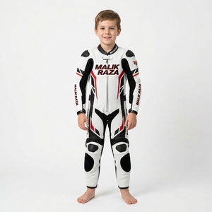 Combinaison en cuir pour moto personnalisée pour jeunes, combinaison de course pour enfants, cuir de vache véritable, équipement de moto sur mesure, personnalisé - Product Image 3