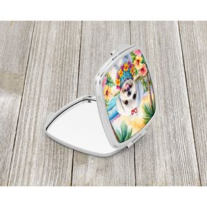 Espejo de maquillaje de viaje compacto para mujeres y niñas, Luau maltés, decorativo, plegable, diseño de mano, regalo de tamaño de bolsillo - Product Image 2