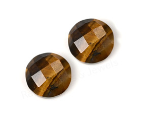 Cabujón facetado de ojo de tigre, forma redonda, 10 mm, parte trasera plana, altamente pulido, piedra preciosa suelta para la fabricación de joyas y colgantes, más vendido. - Product Image 4