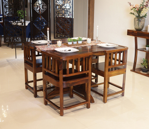 Juego de Comedor de Madera Sheesham Tallado a Mano Tradicional, 4 Sillas y Mesa de Comedor, Éxito de Ventas en India para Envíos Internacionales 2026 - Product Image 2