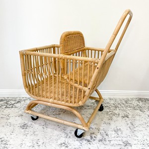 Nuevo diseño de carrito de compras de supermercado de ratán con ruedas carritos de muñecas personalizables carrito de centro comercial - Product Image 1