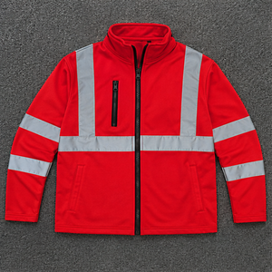 Chaqueta de Trabajo Reflectante de Alta Visibilidad Roja para Hombre, Material de Poliéster, Uniforme de Seguridad para Ropa de Trabajo - Product Image 1