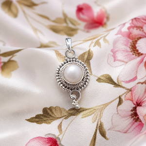 925 <b>Sterling</b> <b>Silver</b> Freshwater <b>Pearl</b> Pendant <b>Necklace</b> Handmade Vintage Beaded Charm Rose Gold Yellow Gold Plated Bezel Setting - Product Image 4