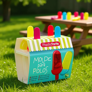 Stampo per ghiaccioli PlasticForte a 6 cavità con bastoncini colorati, senza BPA, riutilizzabile - Product Image 3