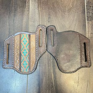 OEM & ODM ปลอกมีดหนังแท้แบบใช้มือพร้อมเข็มขัดรัดเอวซองหนังแบบตะวันตกสำหรับทุกเพศ - Product Image 5