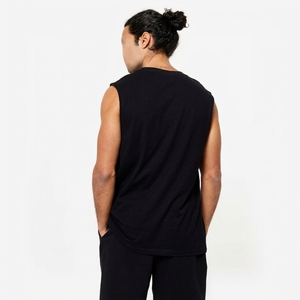 Men's <b>Black</b> Sleeveless <b>Tank</b> <b>Top</b> O-Neck Solid Color Casual Wear <b>Knitted</b> Fabric - Product Image 2
