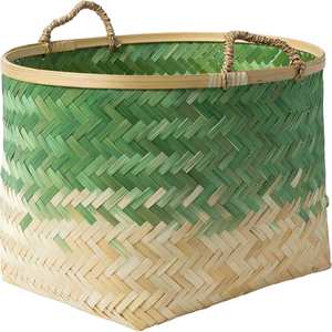 Cesta de Bambú Ombre con Asas, Caja de Almacenamiento, Organizadores, Accesorios para el Hogar, Contenedor de Alimentos Tejido para Cocina, Cesta de Lavandería - Product Image 1