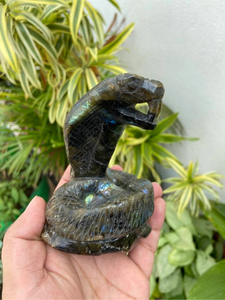 Escultura de Cobra de Labradorita |   Figura de Serpiente Tallada a Mano para Coleccionistas, Decoración de Interiores y Regalo - Product Image 3