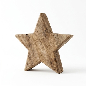 Startik Handcrafted <b>Wooden</b> Star Sculpture <b>Rustic</b> Solid Teak Tabletop Decorative Artwork Home Decor Accent Display Star Block Art - Product Image 1