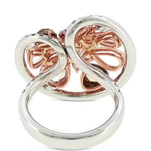 Rose <b>Gold</b> Plated <b>Cocktail</b> <b>Ring</b> with Morganite Pear Cut Stones Flower Design Women's Luxury Fine Jewelry Engagement Party - Product Image 2
