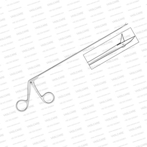 Micro-ciseaux incurvés vers le haut – Micro-ciseaux laryngés à manche extra long – Instruments chirurgicaux endoscopiques ORL en acier inoxydable - Product Image 1