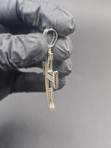 Pendentif Croix avec Incrustation de Strass, Argent 925, Moissanite, Alliage de Zinc, Charme Religieux, Cadeau Unisexe - Product Image 5
