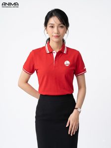 Camisa Polo Roja de Lujo para Uniforme Universitario, para Mujer, de Algodón, con Logotipo Bordado - Product Image 2