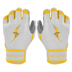 Custom Logo Youth Baseball Batting Gloves OEM Premium Leather Wholesale Low MOQ Ambidextrous <b>Hook</b> & Loop Closure White/Yellow - Product Image 6
