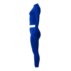 Women's Custom Color 2-Piece Yoga Set Crop Top Zipper Stand Neck Mid Full Length <b>Leggings</b> <b>Seamless</b> Sweat Wicking Stretch Thumb - Product Image 5