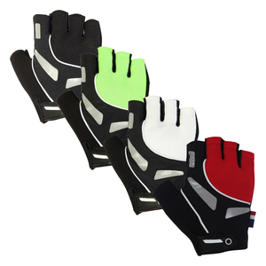 Gants de cyclisme mi-doigts noirs, verts, blancs, rouges en polyester unisexe, fermeture auto-agrippante, maille respirante pour l'été - Product Image 1