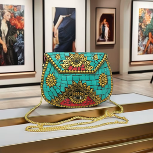 Bolso Bandolera Indio Glamuroso, Elegancia Metálica, Impermeable, con Patrón de Caramelo, Estilo Bohemio Clásico, Ligero, para Viaje - Product Image 1