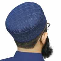 Gorro de Oración Musulmán Bordado con Estampado Puff, Diseño Premium para Hombre, Gorro Kufi de Algodón Elástico, Cuatro Estaciones, Rayas, Colores Personalizados