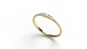 Anillo minimalista de oro de 18 quilates con cinco diamantes redondos graduados para mujer, con banda de diamantes redondos, anillo de media eternidad, joyería fina. - Product Image 2