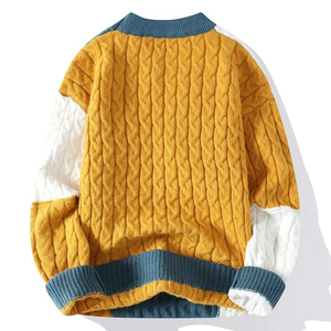 Suéter de punto para hombre con diseño de patchwork, manga larga, corte regular, estilo otoñal, grueso, antipilling, diseño empalmado 2027 - Product Image 3