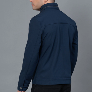 Chaqueta Bomber Casual de Cuero PU para Hombre, Cuello Redondo, Cierre de Cremallera, Color Negro Sólido, Cortavientos, con Capucha, Estilo Motero para Invierno, 120g - Product Image 1