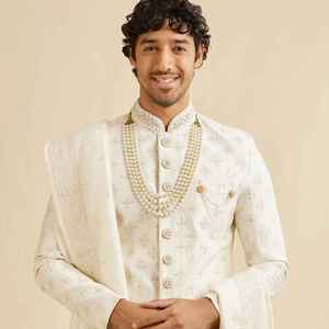 ชุดเชอร์วานีสำหรับงานแต่งงานผู้ชายสไตล์อินเดีย-ปากีสถาน  งานปักหนัก  ป้องกันแสงแดด  ไม่ยับง่าย  ใส่ได้ทุกฤดู - Product Image 4