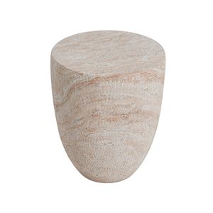 Lightweight Outdoor/Indoor Concrete <b>Side</b> <b>Table</b> with <b>Travertine</b> Finish - Product Image 3