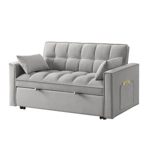 Divano Letto 4-in-1 Trapuntato con Braccioli e Tasche Portaoggetti, Schienale Regolabile, Funzione Estraibile Multifunzione - Product Image 4
