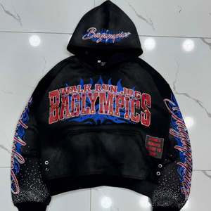 Nuevas Sudaderas con Capucha de Invierno 100% Algodón con Diseño Elegante, Estampado Personalizado con Efecto Desgastado por el Sol y Pedrería de James, Sudaderas Pesadas - Product Image 1