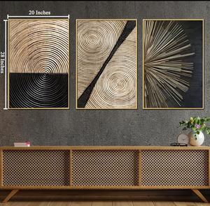 Modern Bamboo Wooden Wall <b>Art</b> Set Minimalist Rectangle Frame Gold Finish Home Decoration Multi-piece Package <b>Large</b> 33-40 Inch - Product Image 6