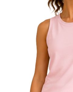 Women Baby Pink Sleeveless Tank Top And Shorts <b>Set</b> Cotton Spandex Casual Summer Lounge Wear Two Piece Outfit Fitness Yoga OEM - Product Image 2
