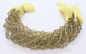 Cuentas de piedras preciosas sueltas de forma redonda facetadas de cuarzo limón Natural de 8mm, cuarzo hecho a mano para la fabricación de joyas, precio al por mayor a granel - Product Image 3