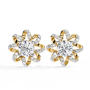 Pendientes de Diamantes Cultivados en Laboratorio, Certificados por IGI, Corte Brillante Redondo, Diseño de Halo Floral para Bodas y Fiestas - Product Image 5