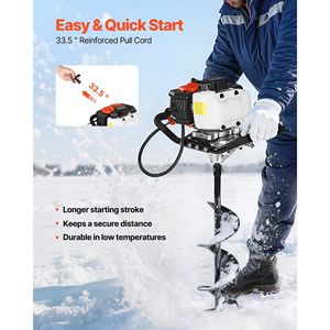 Trivella Portatile a Benzina 52CC a 2 Tempi per Pesca sul Ghiaccio, Punta in Acciaio da 8 Pollici, Resistente al Freddo, per Trivellazione del Terreno - Product Image 4