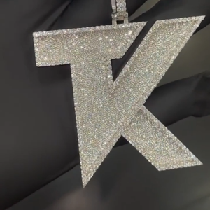 925 Silver Moissanite Letter K <b>Initial</b> Pendant Iced Pave Alphabet Charm <b>Necklace</b> Statement Pendant <b>for</b> <b>Men</b> - Product Image 6