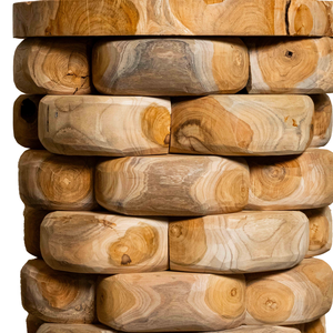 ARTERRA Luxury Teak Pebble Stacking <b>Stool</b> Rustic Handcrafted Modern Natural Texture Sturdy Craftsmanship Eco-Friendly Villa - Product Image 2