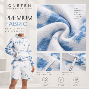Custom Logo <b>Tie</b> <b>Dye</b> Hoodie Shorts <b>Set</b> Oversized Pullover Sweatshirt Premium Cotton Blend Casual Streetwear OEM Supplier - Product Image 5
