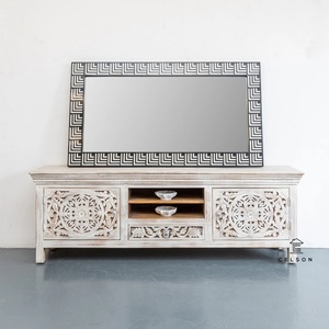 Handcrafted Wooden Accent <b>Mirror</b> Artistic Greek Pattern Premium Decorative Piece for Sophisticated Homes - Product Image 3