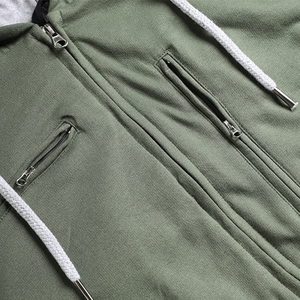 Sweat à capuche zippé en molleton épais pour homme, style streetwear, personnalisable avec logo, coupe oversize, fermeture éclair intégrale, en coton. - Product Image 5