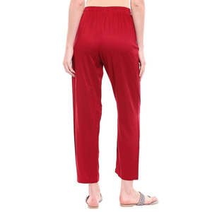 Women's <b>Trousers</b> Red <b>Harem</b> Pants High Waist Drawstring Loose Fit Ankle-Length Casual Pants With Pockets 100% Cotton Summer Style - Product Image 2