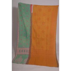 ผ้าห่มกันธาทำมือ ลายดอกไม้สไตล์วินเทจ ผ้าฝ้ายโบโฮอินเดีย ผ้าคลุมเตียงแบบสองด้าน ของขวัญตกแต่งบ้าน - Product Image 2