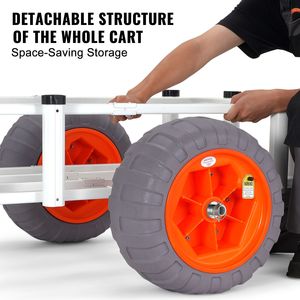Chariot de pêche de plage portable robuste, capacité de charge de 350 lb, avec deux grandes roues de 16 pouces, pneus en PU, chariot pour la pêche en mer et sur le sable - Product Image 5