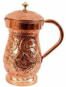 Copper jug set for clutter free kitchen organization <b>water</b> serving metal set with <b>glasses</b> durable reusable kitchen drinkware - Product Image 6